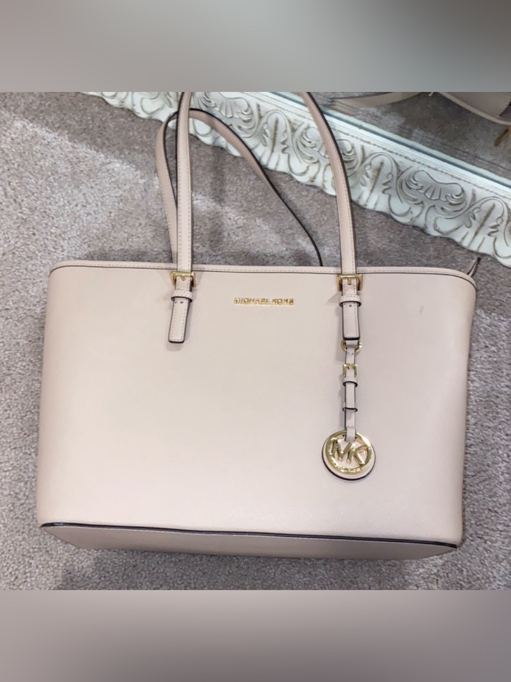 Michael Kors Jet Set Travel Large Zip Top Tote Bag – Ballet Pink